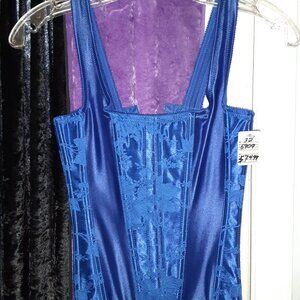 NWT Blue Brocade Corset/Bustier Smoother Cincher SMALL